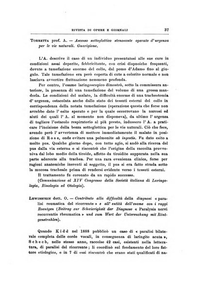 Archivii italiani di laringologia periodico trimestrale