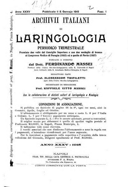 Archivii italiani di laringologia periodico trimestrale