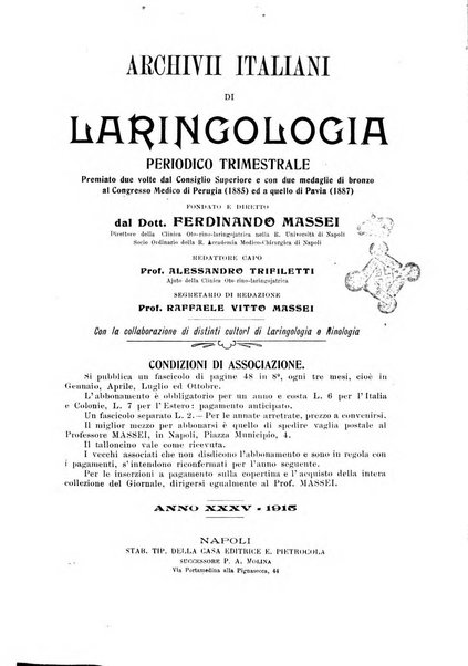 Archivii italiani di laringologia periodico trimestrale