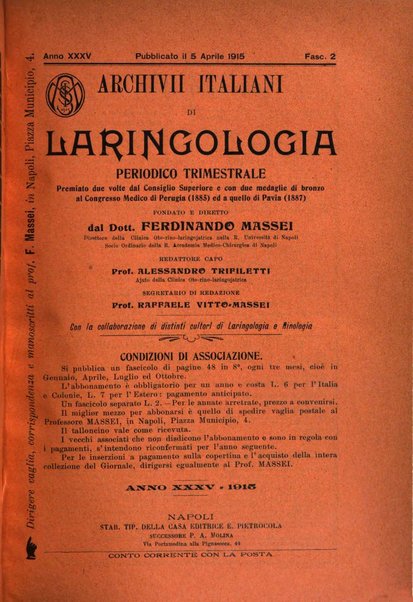 Archivii italiani di laringologia periodico trimestrale