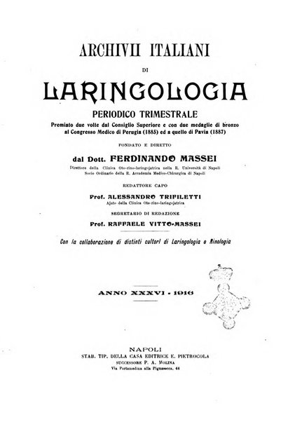 Archivii italiani di laringologia periodico trimestrale