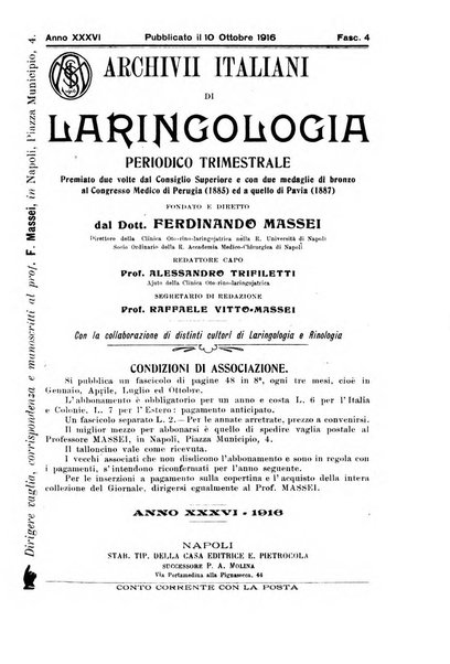 Archivii italiani di laringologia periodico trimestrale