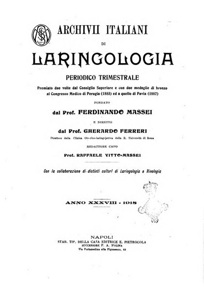 Archivii italiani di laringologia periodico trimestrale