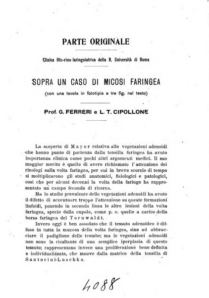 Archivii italiani di laringologia periodico trimestrale