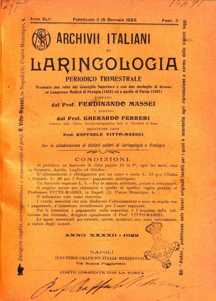 Archivii italiani di laringologia periodico trimestrale