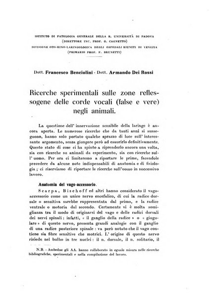 Archivii italiani di laringologia periodico trimestrale