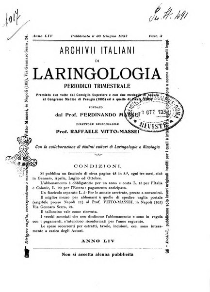 Archivii italiani di laringologia periodico trimestrale