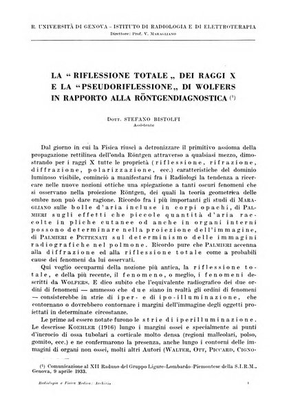 Radiologia e fisica medica. Sezione 1, Archivio di radioterapia e biofisica