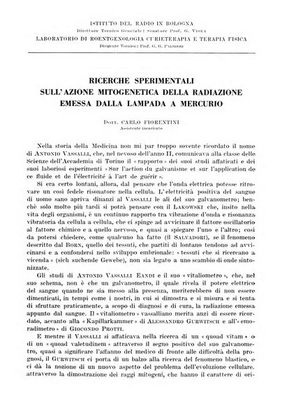 Radiologia e fisica medica. Sezione 1, Archivio di radioterapia e biofisica