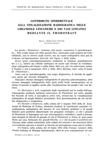 Radiologia e fisica medica. Sezione 1, Archivio di radioterapia e biofisica