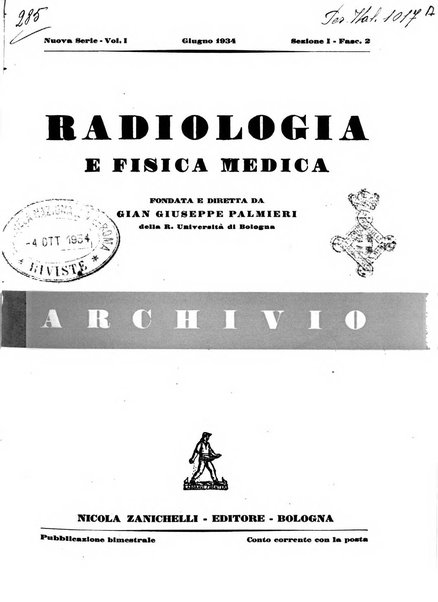 Radiologia e fisica medica. Sezione 1, Archivio di radioterapia e biofisica