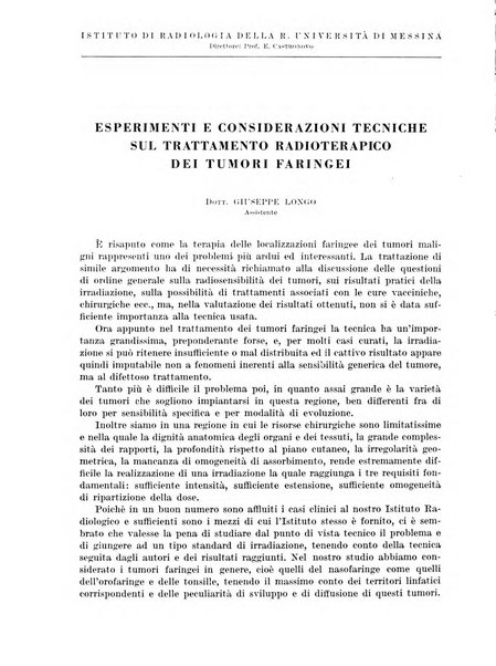 Radiologia e fisica medica. Sezione 1, Archivio di radioterapia e biofisica