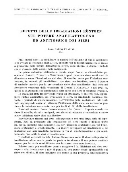 Radiologia e fisica medica. Sezione 1, Archivio di radioterapia e biofisica