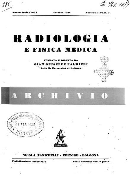 Radiologia e fisica medica. Sezione 1, Archivio di radioterapia e biofisica