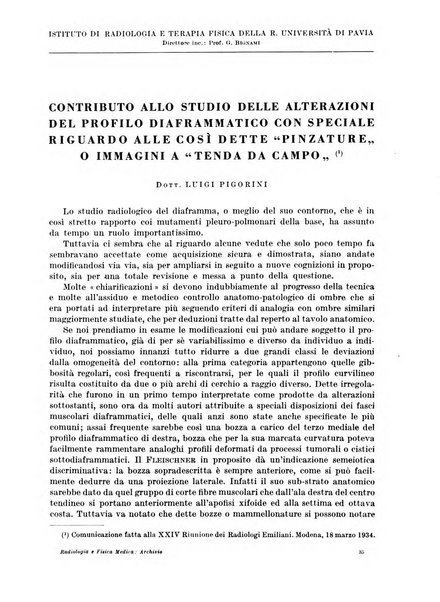 Radiologia e fisica medica. Sezione 1, Archivio di radioterapia e biofisica