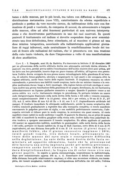 Radiologia e fisica medica. Sezione 1, Archivio di radioterapia e biofisica