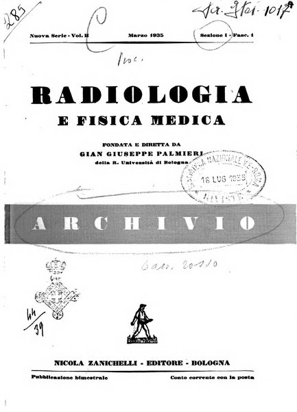 Radiologia e fisica medica. Sezione 1, Archivio di radioterapia e biofisica