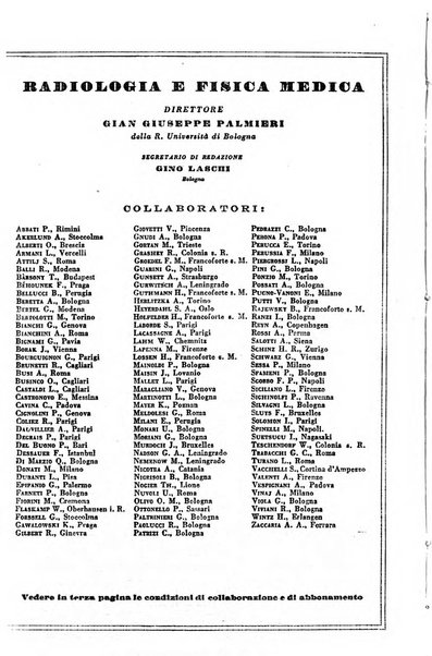 Radiologia e fisica medica. Sezione 1, Archivio di radioterapia e biofisica