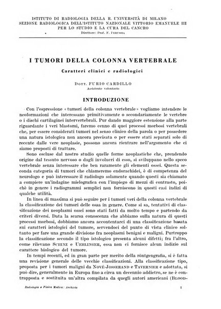 Radiologia e fisica medica. Sezione 1, Archivio di radioterapia e biofisica