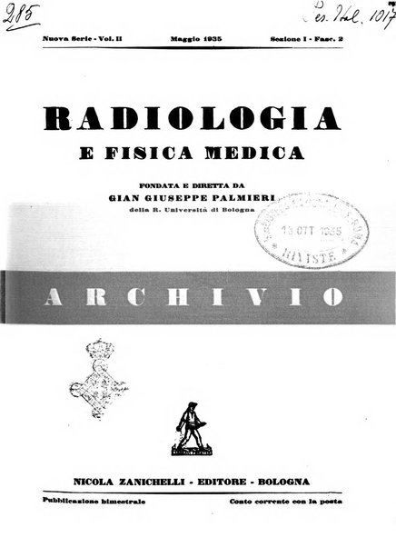 Radiologia e fisica medica. Sezione 1, Archivio di radioterapia e biofisica