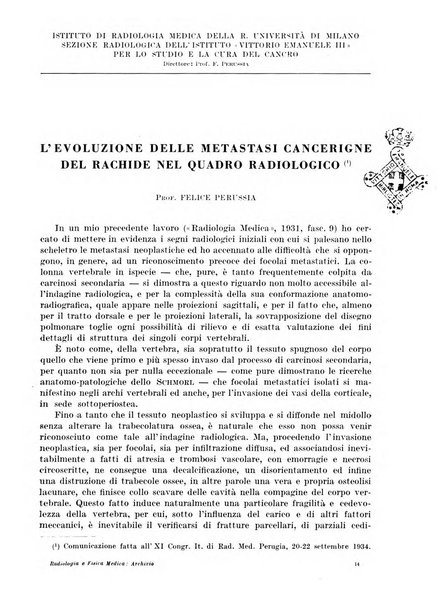 Radiologia e fisica medica. Sezione 1, Archivio di radioterapia e biofisica