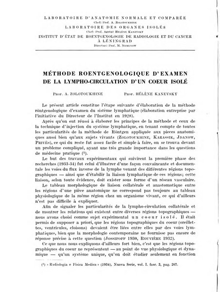 Radiologia e fisica medica. Sezione 1, Archivio di radioterapia e biofisica