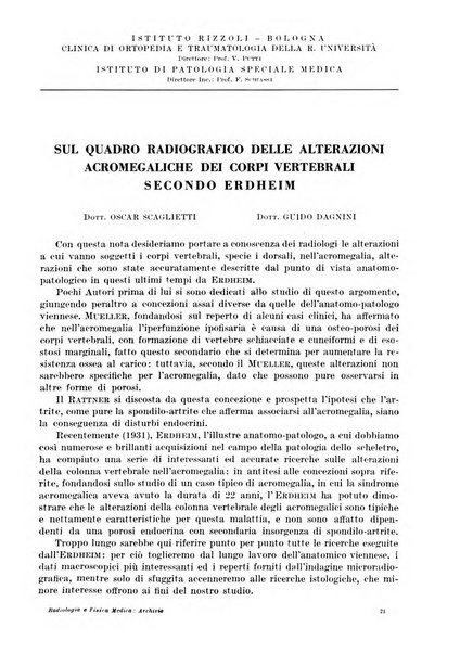 Radiologia e fisica medica. Sezione 1, Archivio di radioterapia e biofisica