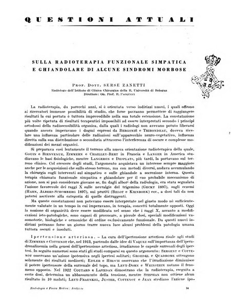 Radiologia e fisica medica. Sezione 1, Archivio di radioterapia e biofisica