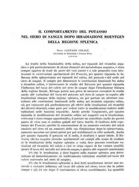 Radiologia e fisica medica. Sezione 1, Archivio di radioterapia e biofisica