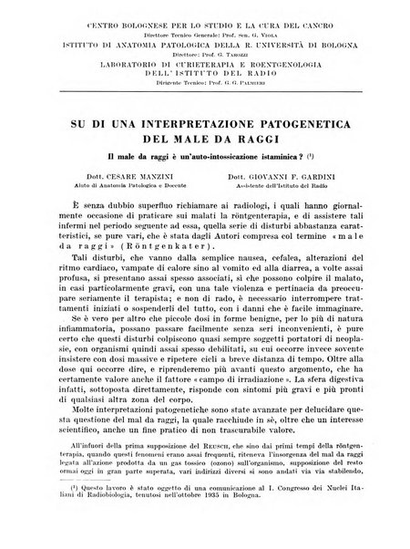 Radiologia e fisica medica. Sezione 1, Archivio di radioterapia e biofisica