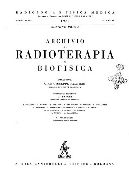 Radiologia e fisica medica. Sezione 1, Archivio di radioterapia e biofisica