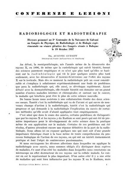 Radiologia e fisica medica. Sezione 1, Archivio di radioterapia e biofisica