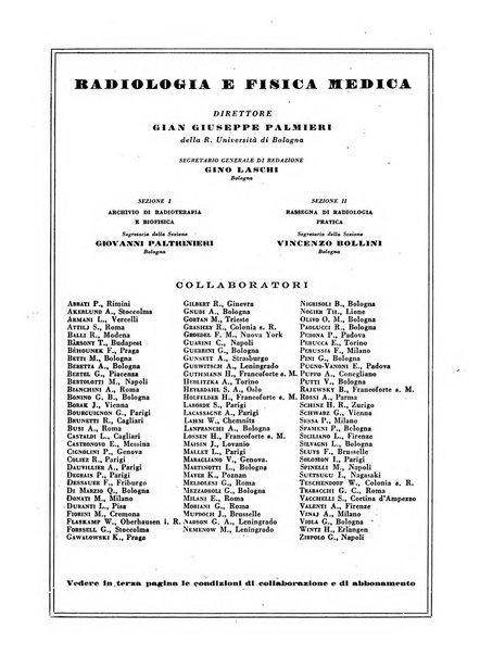 Radiologia e fisica medica. Sezione 1, Archivio di radioterapia e biofisica