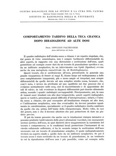 Radiologia e fisica medica. Sezione 1, Archivio di radioterapia e biofisica