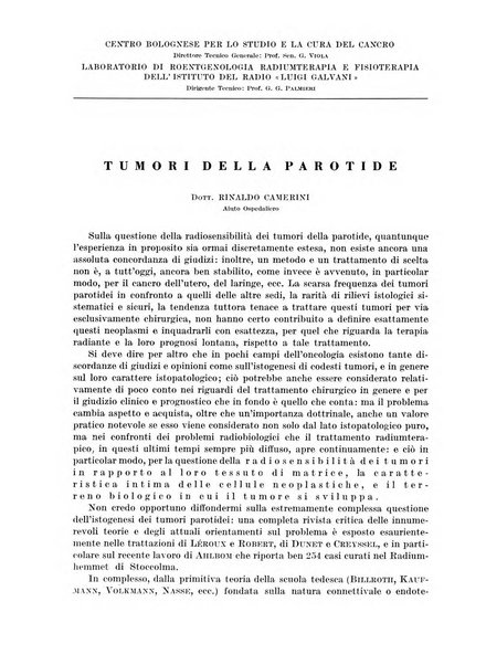 Radiologia e fisica medica. Sezione 1, Archivio di radioterapia e biofisica