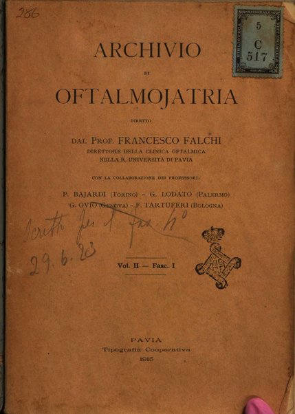 Archivio di oftalmojatria