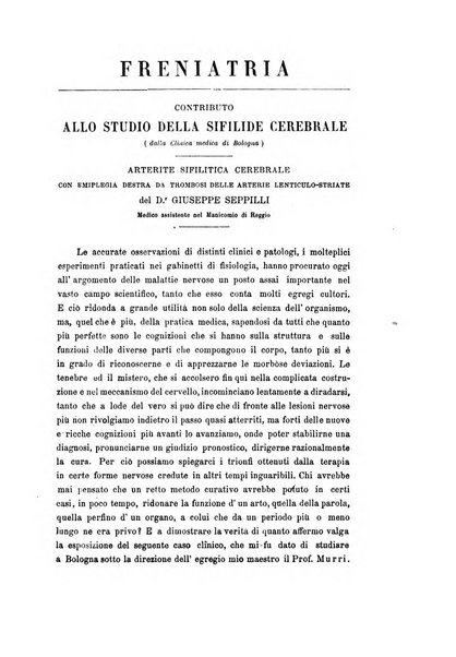 Rivista sperimentale di freniatria e di medicina legale in relazione con l'antropologia e le scienze giuridiche e sociali