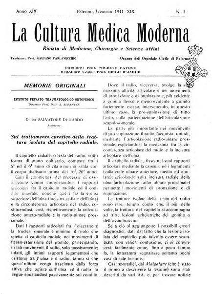 La Cultura medica moderna rassegna quindicinale di medicina, chirurgia e scienze affini