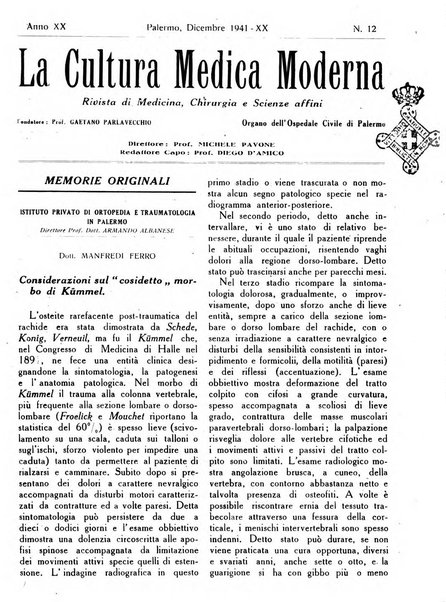 La Cultura medica moderna rassegna quindicinale di medicina, chirurgia e scienze affini