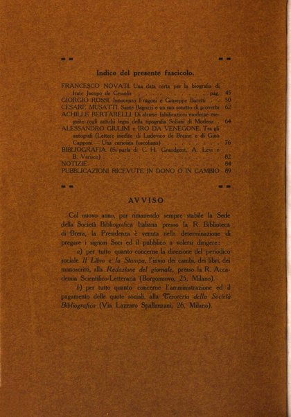 Il libro e la stampa bullettino ufficiale della Società bibliografica italiana