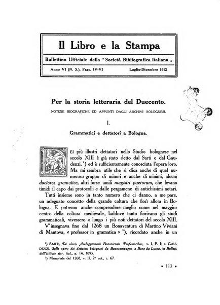 Il libro e la stampa bullettino ufficiale della Società bibliografica italiana