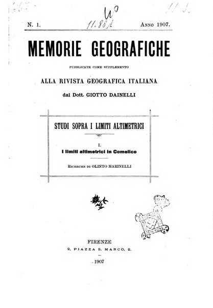 Memorie geografiche pubblicate come supplemento alla Rivista geografica italiana