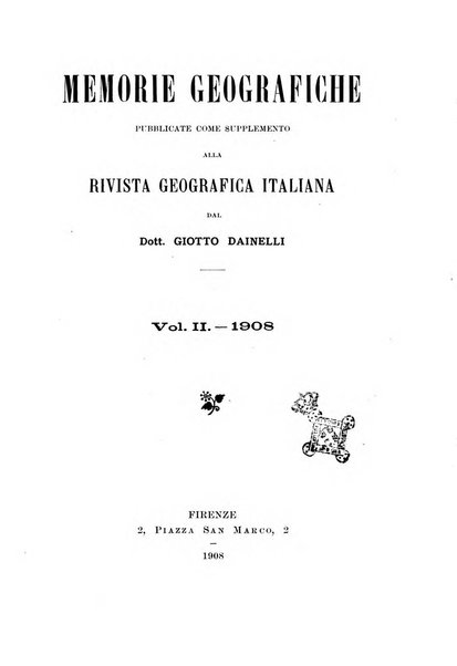 Memorie geografiche pubblicate come supplemento alla Rivista geografica italiana