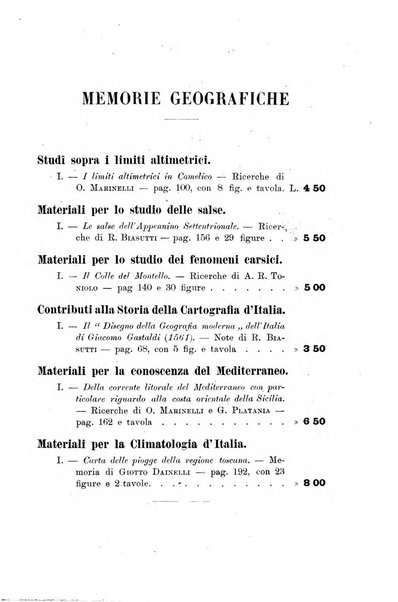 Memorie geografiche pubblicate come supplemento alla Rivista geografica italiana