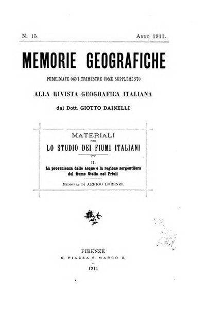 Memorie geografiche pubblicate come supplemento alla Rivista geografica italiana