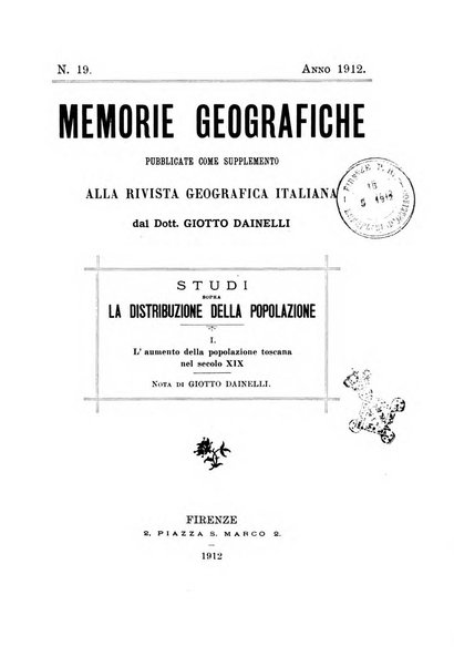 Memorie geografiche pubblicate come supplemento alla Rivista geografica italiana