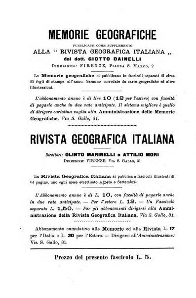 Memorie geografiche pubblicate come supplemento alla Rivista geografica italiana