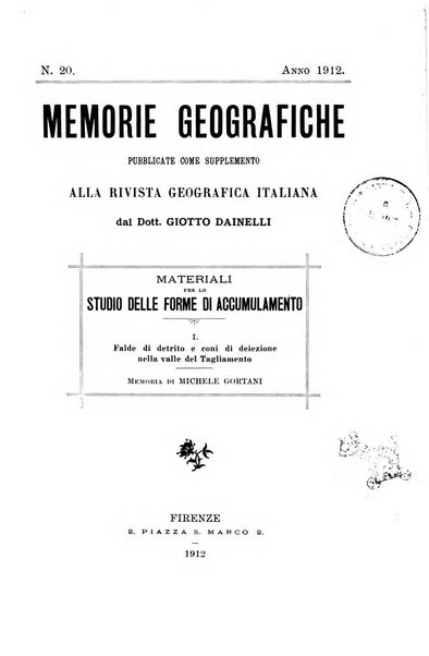 Memorie geografiche pubblicate come supplemento alla Rivista geografica italiana