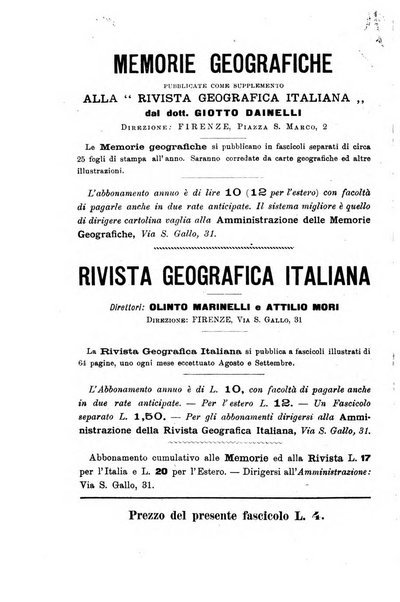 Memorie geografiche pubblicate come supplemento alla Rivista geografica italiana