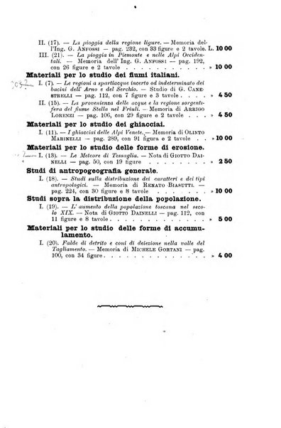 Memorie geografiche pubblicate come supplemento alla Rivista geografica italiana